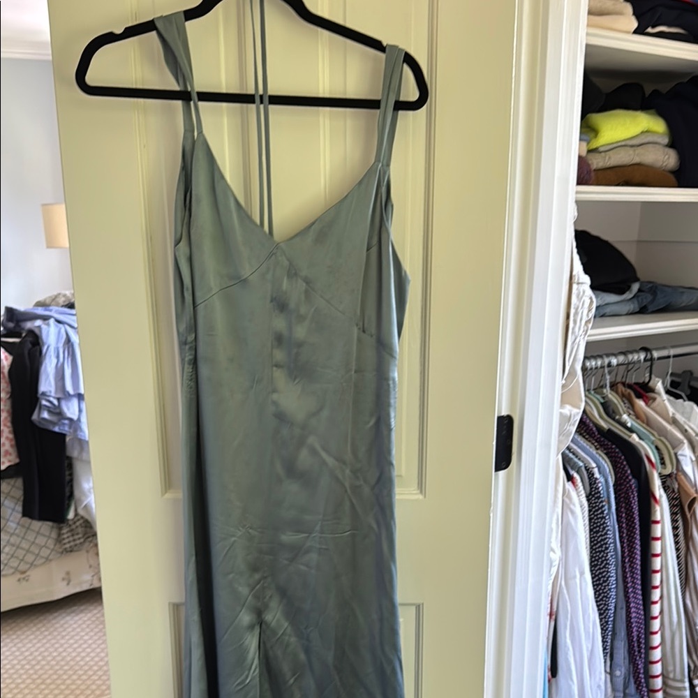 Elegant Blue Satin Slip Dress